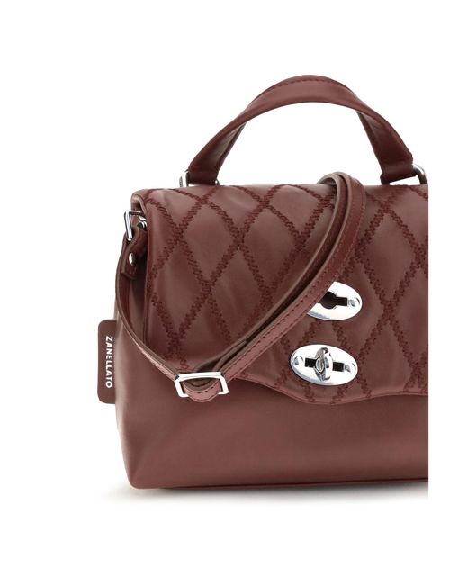 Zanellato Purple Mini Postina Tramè Leather Top Handle Bag Calf Bos Taurus Shoulder