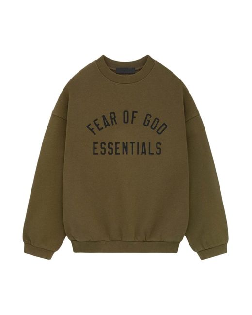 Fear Of God Green Essentials Logo Crewneck Sweatshirt Clothing Knitwear for men