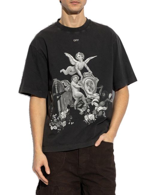 Off-White c/o Virgil Abloh Putti Crewneck T-Shirt in Black