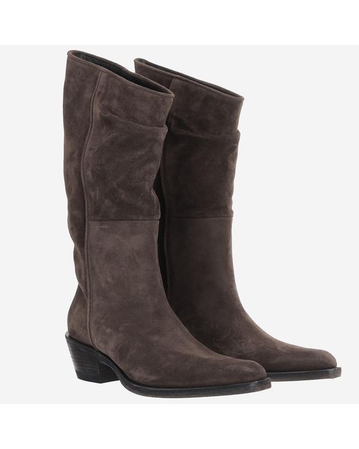 Khaite Brown Boots Clive Suede Upper: Leather; Sole: Leather