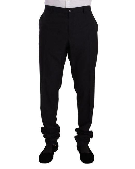Dolce & Gabbana Black Elegant Slim Fit Wool Silk Two-Piece Suit for men