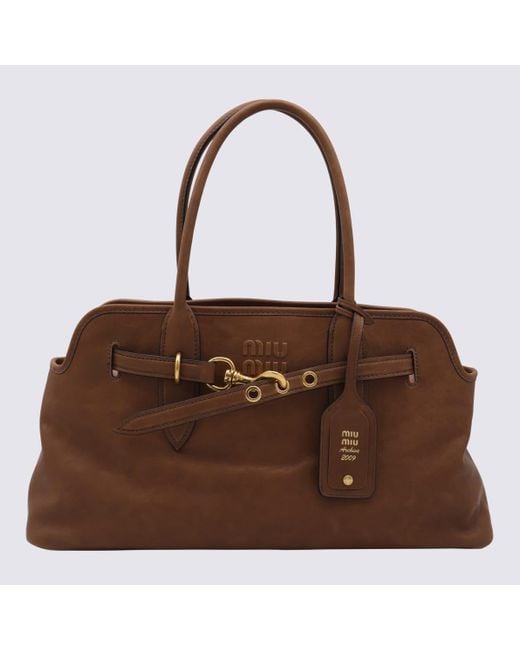 Miu Miu Brown Leather Aventure Shoulder Bag