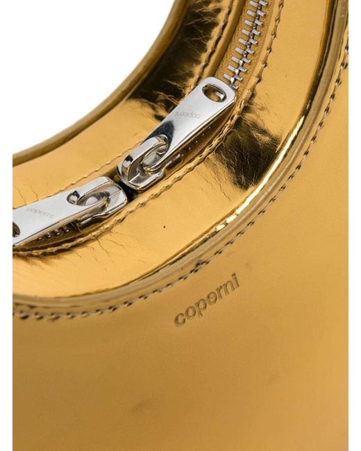 Coperni Metallic 'Swipe' Mini Golden Handbag With Embossed Logo