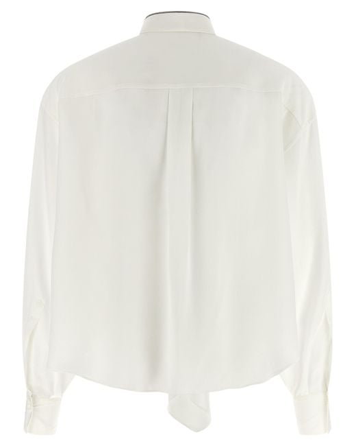 Brunello Cucinelli White Silk Blouse