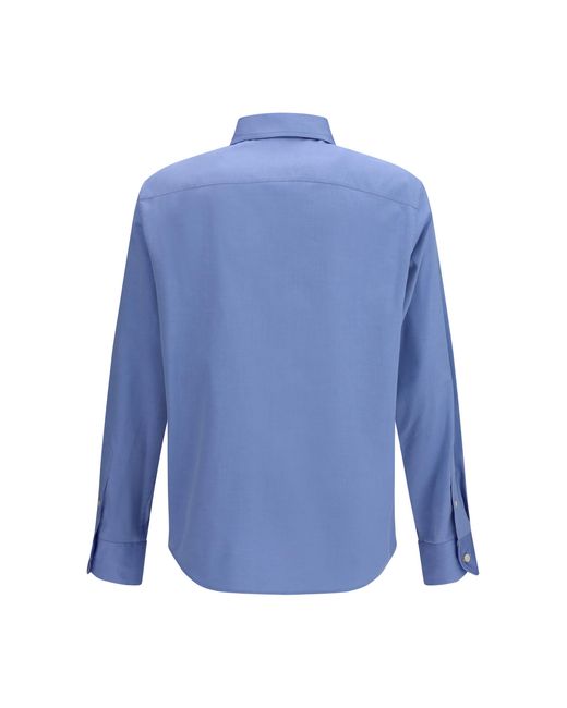 Valentino Blue Lightweight Cotton Shirt With Vgold for men