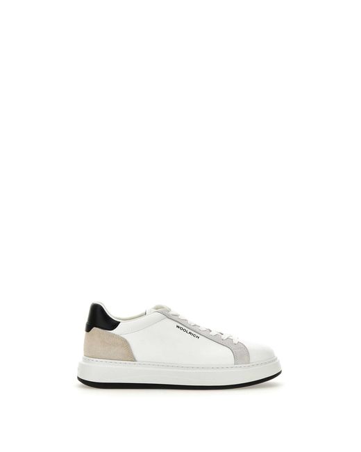 Woolrich White Arrow Leather Sneakers for men