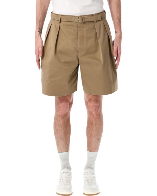 Saint Laurent Natural Cotton Gabardine Tailored Shorts for men