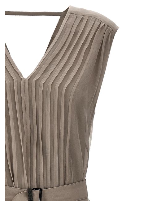 Brunello Cucinelli Brown Silk Long Dress