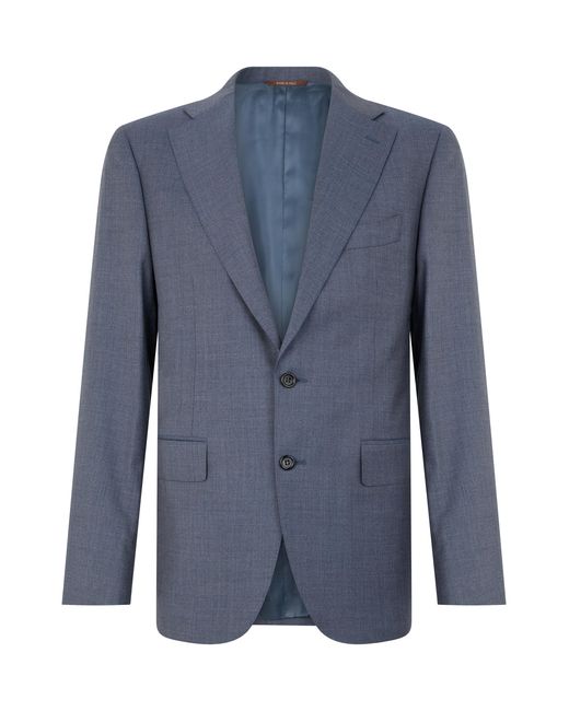 Canali Blue Single-Breasted Jacket Wool Suit & Dinner for men