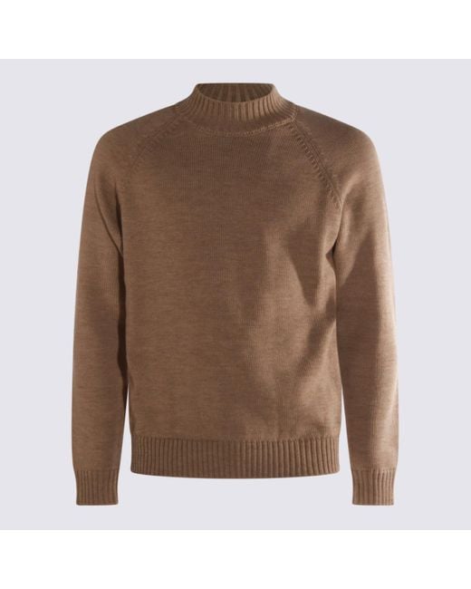 Zanone Brown Wool Knitwear for men