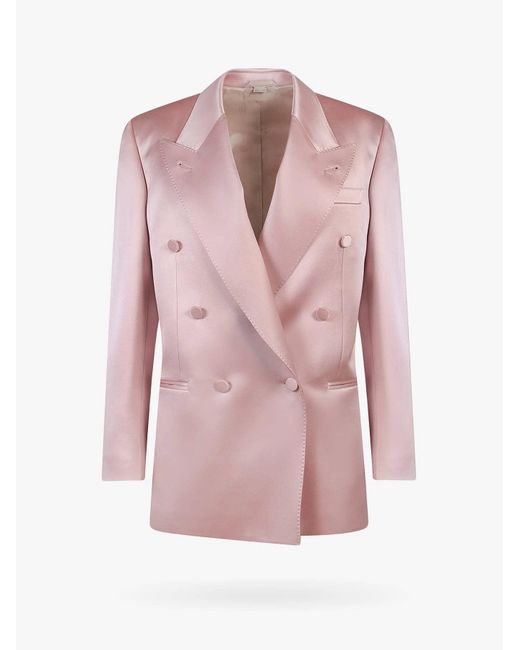 Gucci Pink Double-breasted Peak Lapel Blazers E Vests