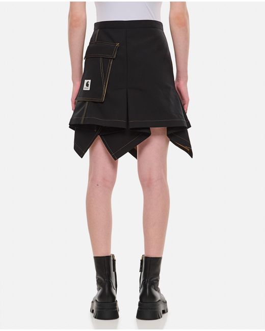 Sacai Black X Carhartt Wip Suiting Bonding Cotton Skirt