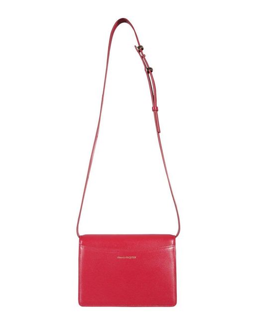 Alexander McQueen Red The Four Ring Leather Shoulder Bag