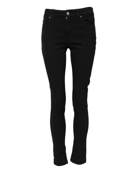 Dolce & Gabbana Black Cotton Skinny Mid Waist Denim Jeans Elastane Clothing