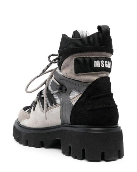 MSGM Black High Top Lace-up Boots for men