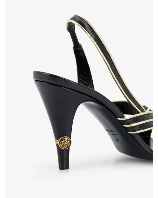 Versace Gianni Leather Sandals With Contrasting Metallic Profiles
