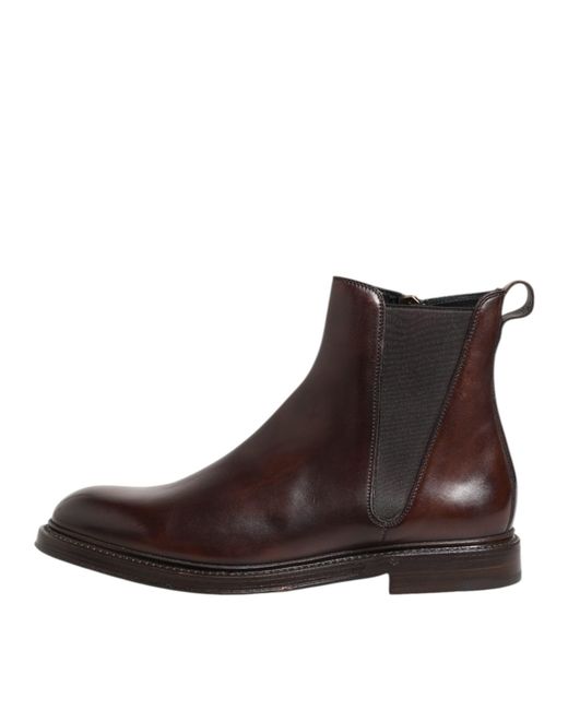 Dolce & Gabbana Brown Ankle Boots Side Zip for men