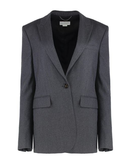 Stella McCartney Black Single-Breasted One-Button Wool Jacket Blazers