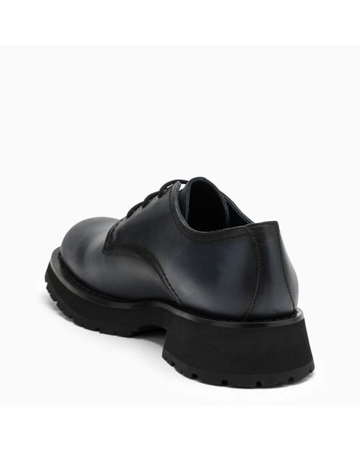 Alexander McQueen Black Smooth Anthracite Leather Lace-Ups for men