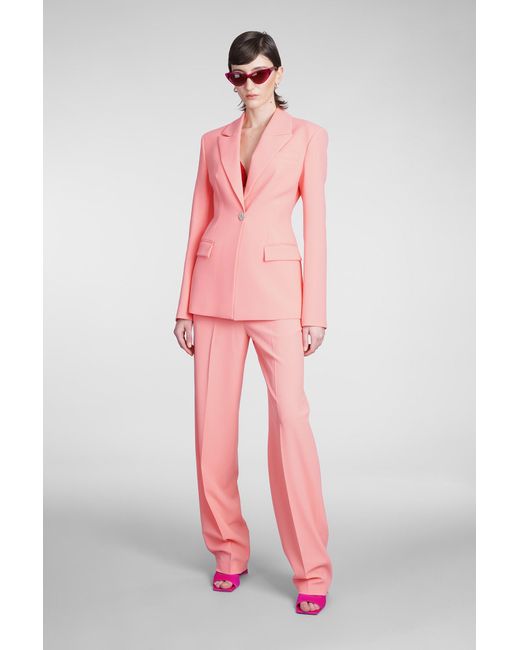 The Attico Blu Blazer Classic Jacket In Rose-pink Viscose