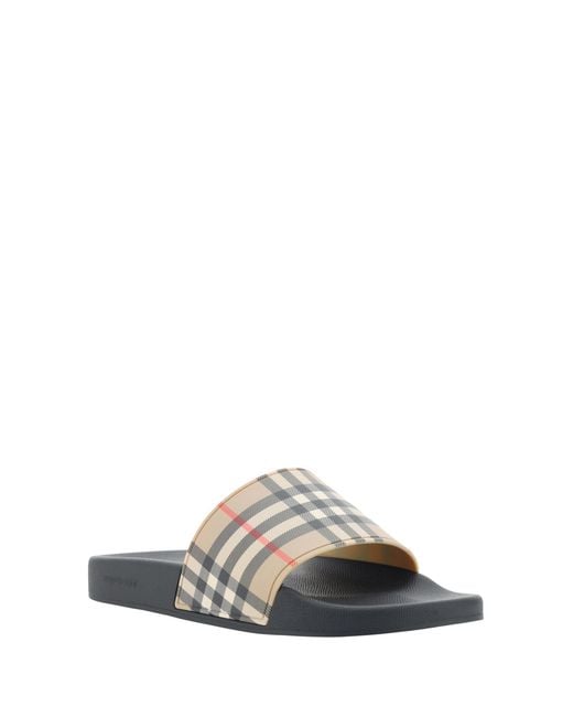 Burberry White Rubber Slides Sandals for men