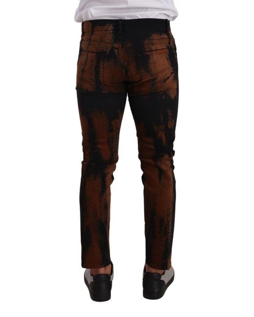 Dolce & Gabbana Black Chic Tie-Dye Slim Fit Jeans for men