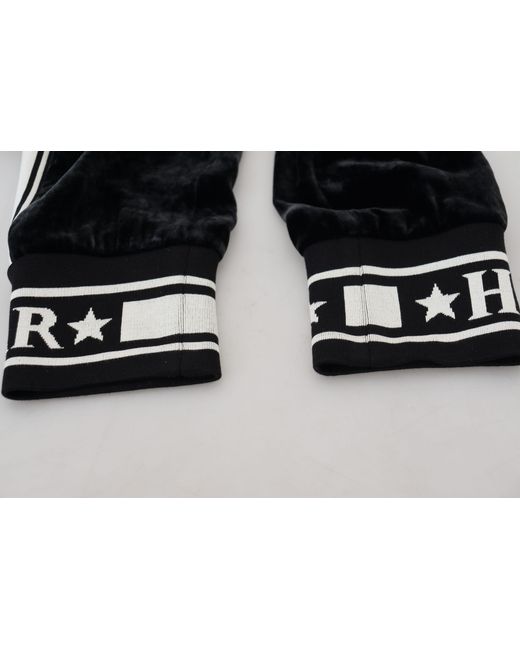 Dolce & Gabbana Black Velvet Joggers Relaxed Fit