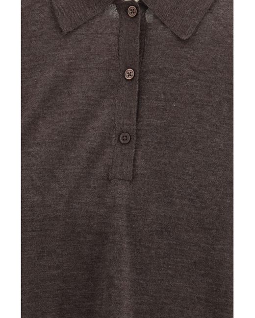 Loulou de Saison Gray Migo Ribbed Polo Kashmir/Capra Hircus Shirts