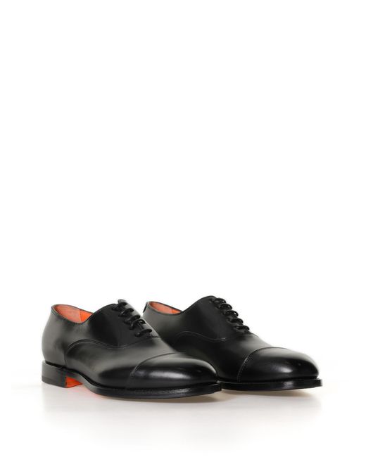 Santoni Oxford Shoes In Leather With Toe Cap in Black for Men | Lyst