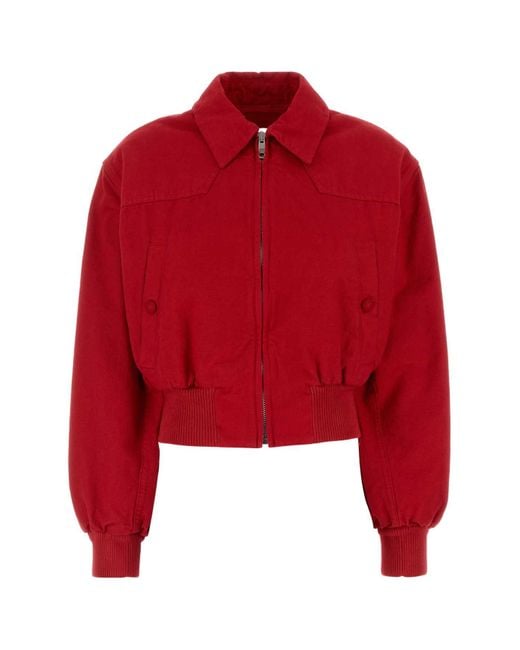 Prada Red Denim Bomber Jacket