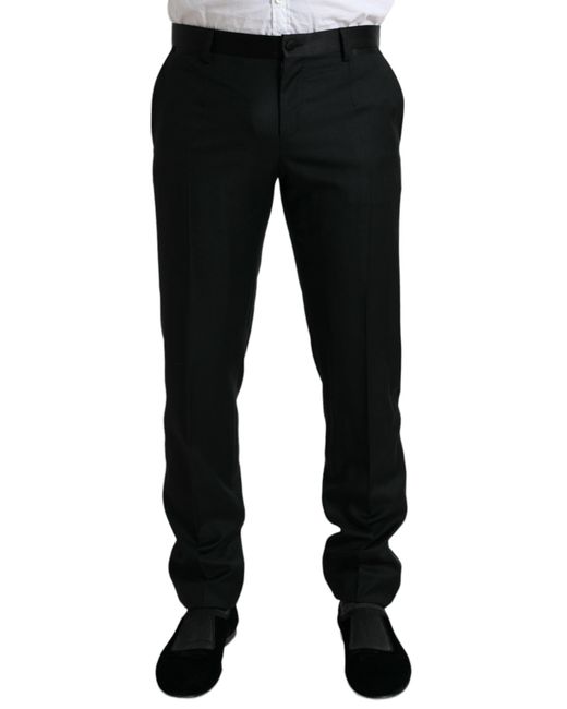 Dolce & Gabbana Black Wool Slim Fit Formal Trouser Dress Pants for men