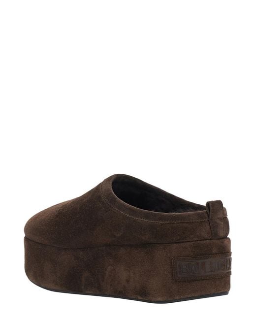 Balenciaga Brown Mule Alaska Suede Platform