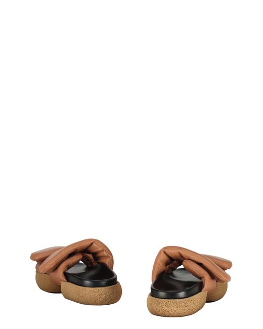 Dries Van Noten Brown Leather And Rubber Slides for men
