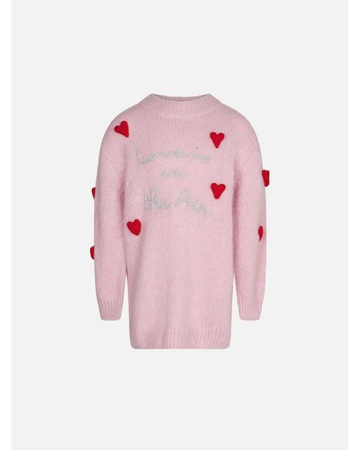Mc2 Saint Barth Pink Girl Half-Turtleneck Knitted Dress