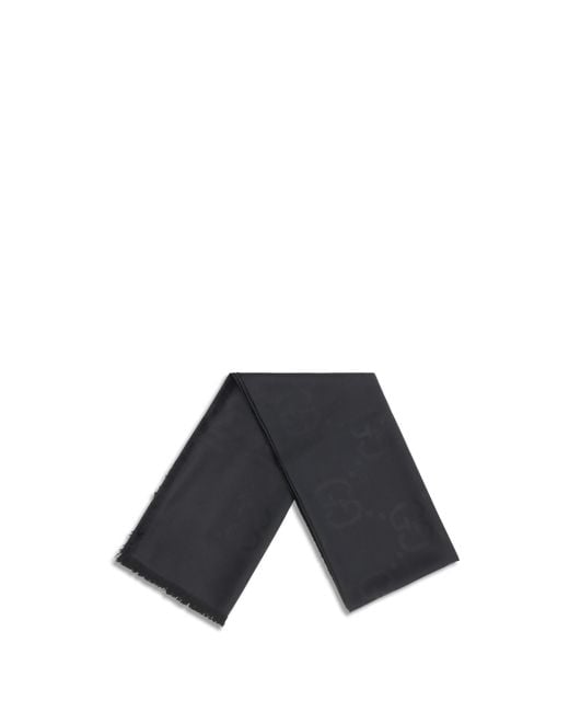 Gucci Blue Wool And Silk Scarf