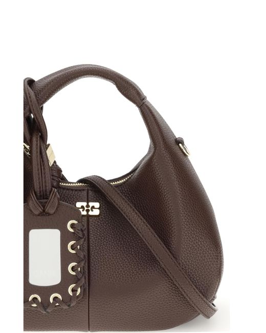 Ganni Brown Hobo Mini Handbag Handbags