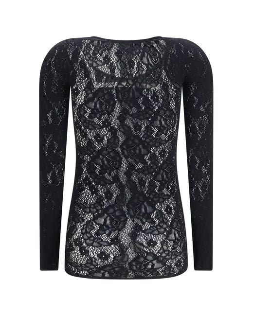 Wolford Black Infinite Rose Net Long-Sleeve Top Polyamide; Elastane T-Shirts