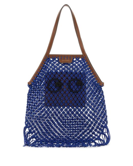 Anya Hindmarch Blue Mesh Eyes Shopping Bag