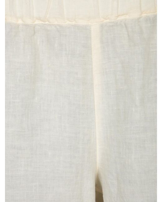 120% Lino White Ecru Linen Trousers