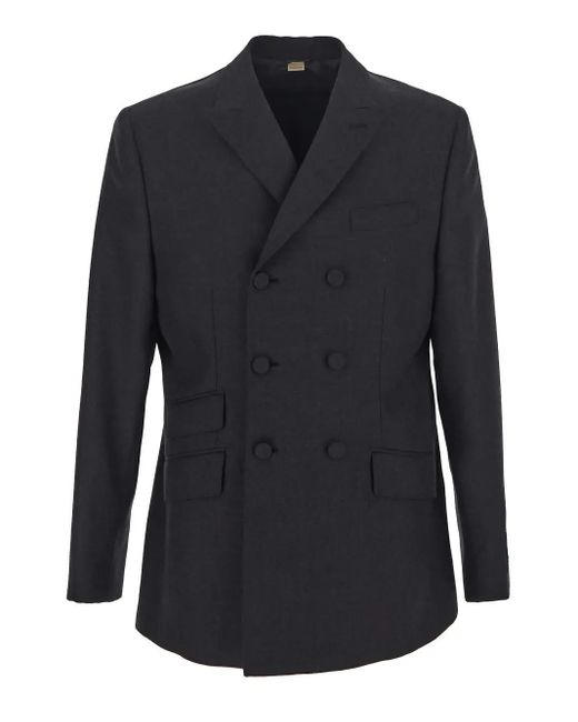 Gucci Blue Double-Breasted Wool Twill Jacket for men