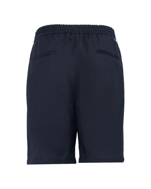 Low Brand Blue Virgin Wool Bermuda Shorts With Elasticated Waistband And Single Pleat for men