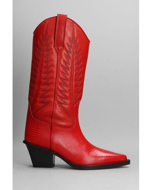high heel boots red