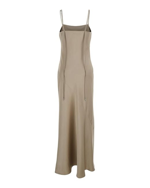 Le Plain Natural Dress Long With Thin Straps And Pendants On The Back