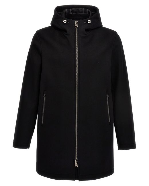 Herno Black Hooded Coat Coats, Trench Coats for men