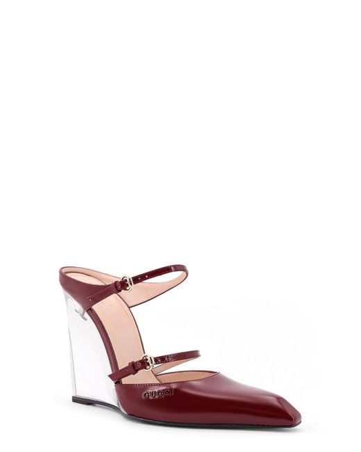 Gucci Red Wedge Leather Mule