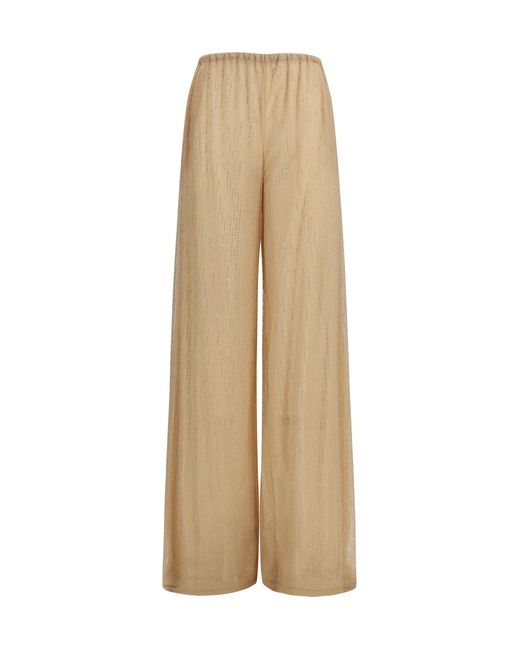 Ermanno Scervino Natural Pants With Strass Polyester; Polyamide
