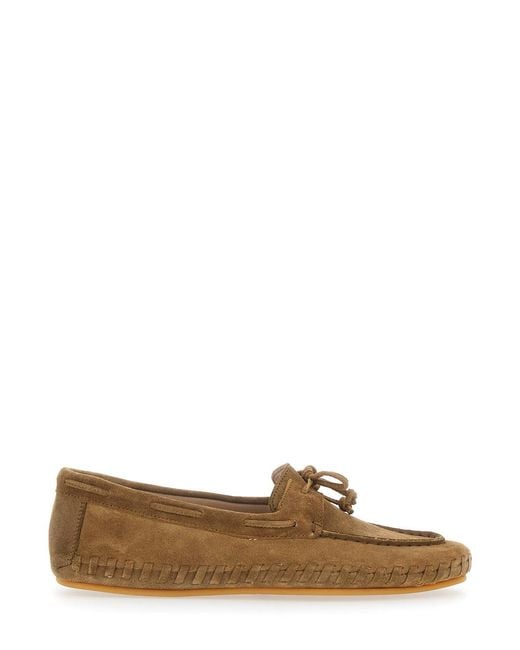 Le Monde Beryl Brown Loafers Dmwsuetau With Suede Bow Detail Goat