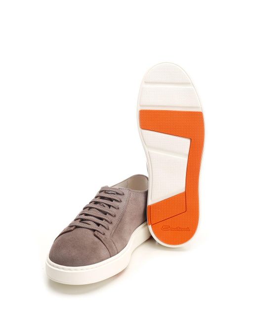 Santoni Brown Dove Suede Sneakers for men