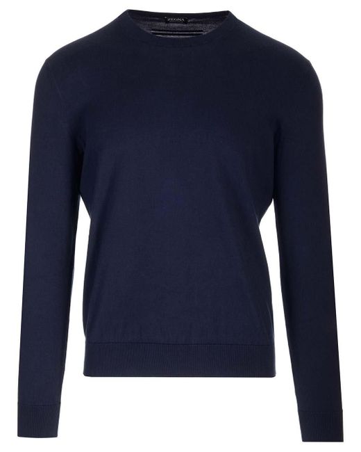 Zegna Blue Premium Cotton Sweater for men