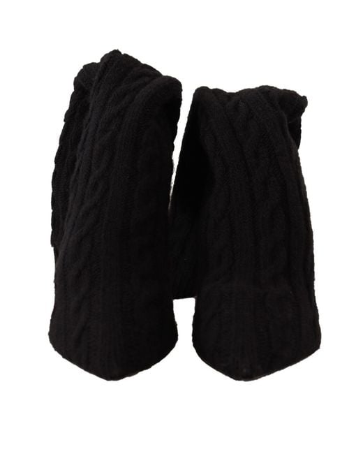 Dolce & Gabbana Black Stretch Socks Knee High Booties Shoes Fabric